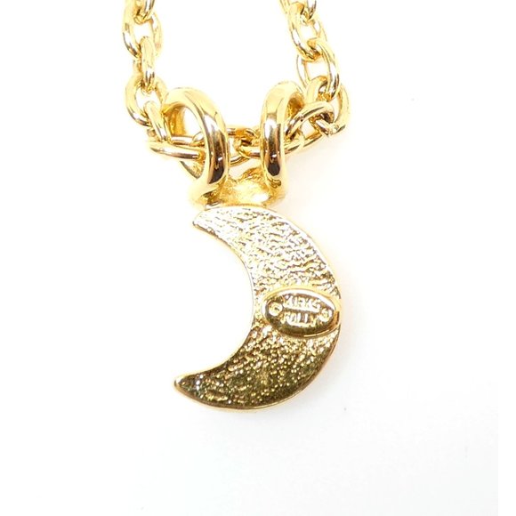 Dainty Signed Kirks Folly Gold Tone Crescent Moon Pendant Necklace Retired - Picture 4 of 12